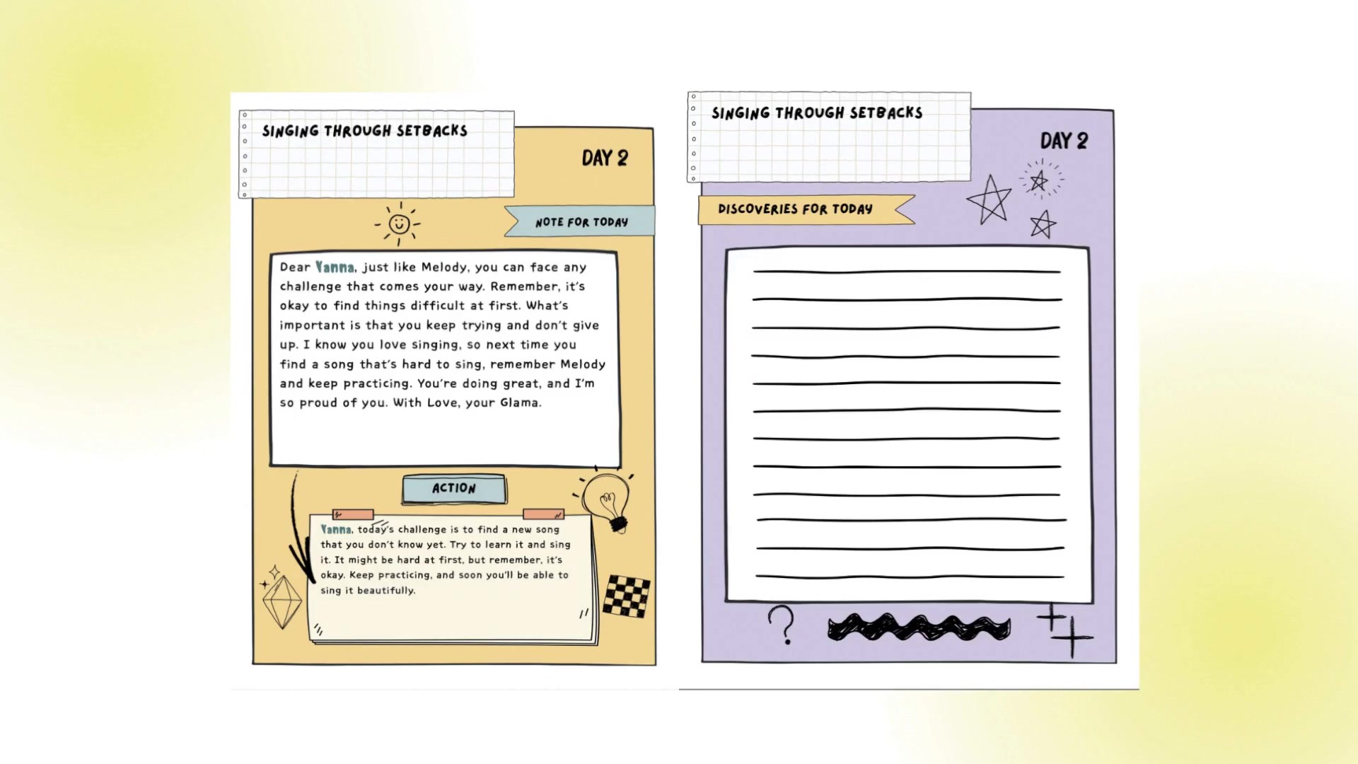 Singing Through Setbacks — note and discovery pages